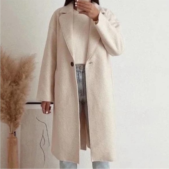 Zara Textured Oversized One Button Coat Size Medium - Picture 1 of 15